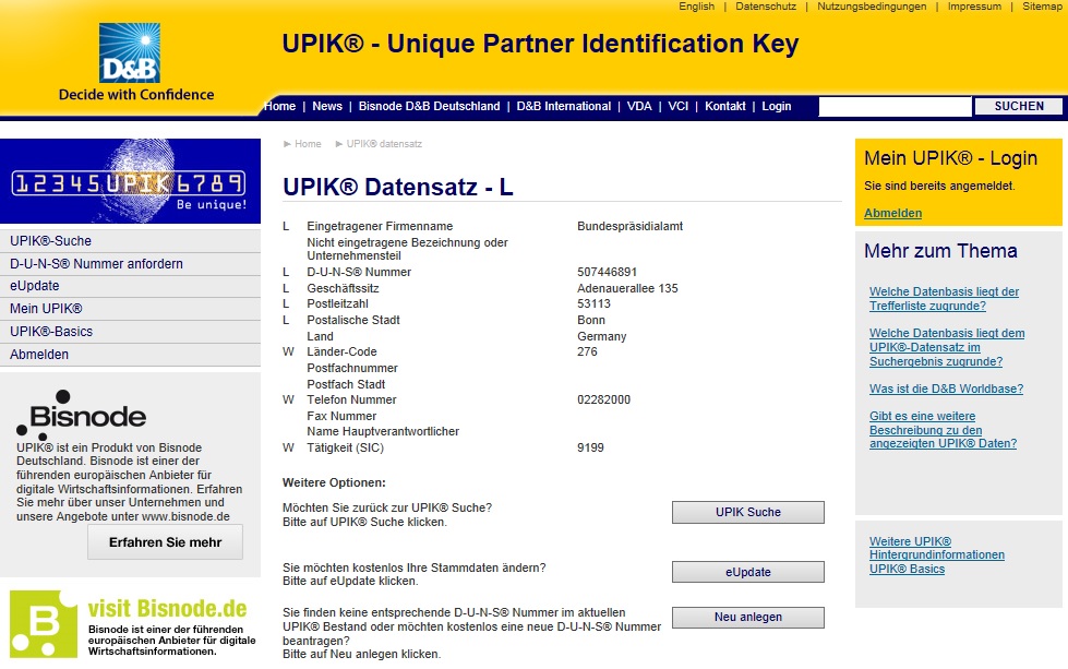 Bundespr�sidialamt Bonn